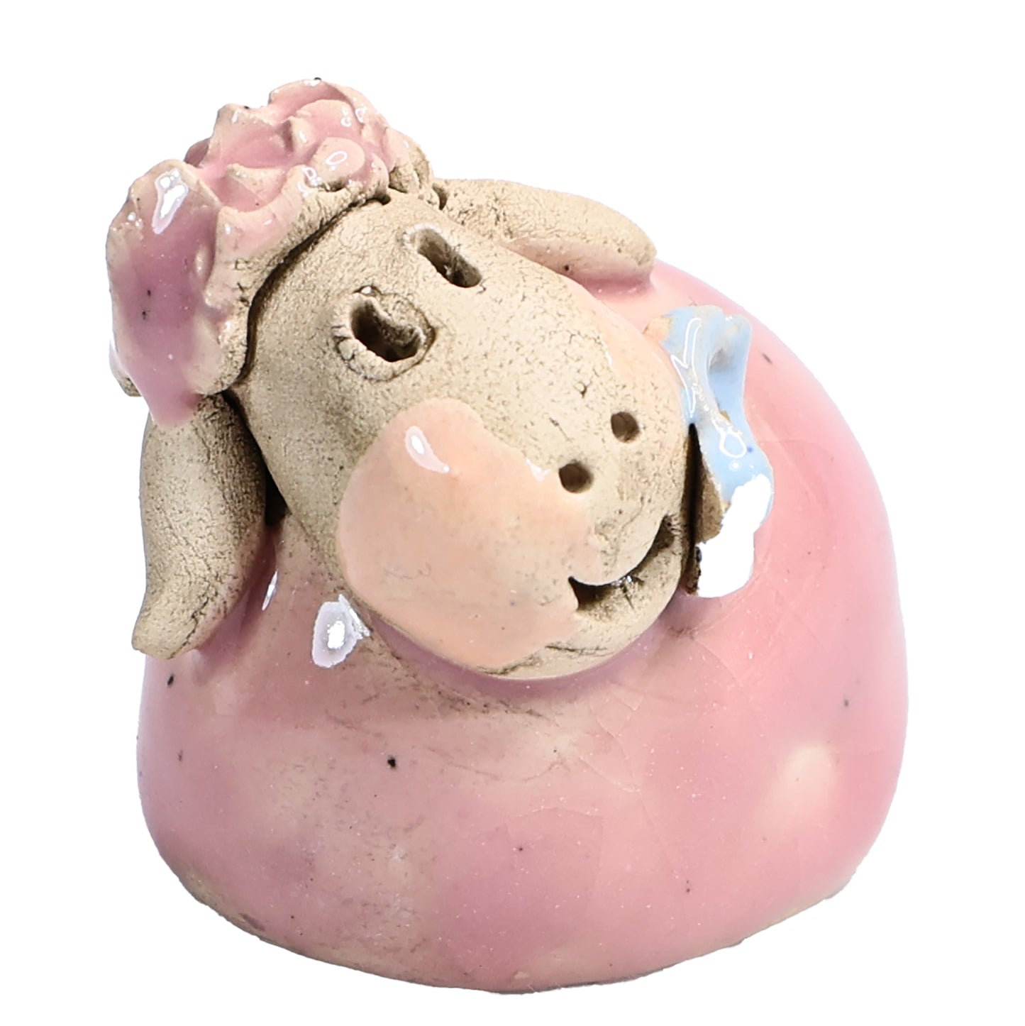 Handmade Ceramic Colourful Mini Sheep Couple with Flower