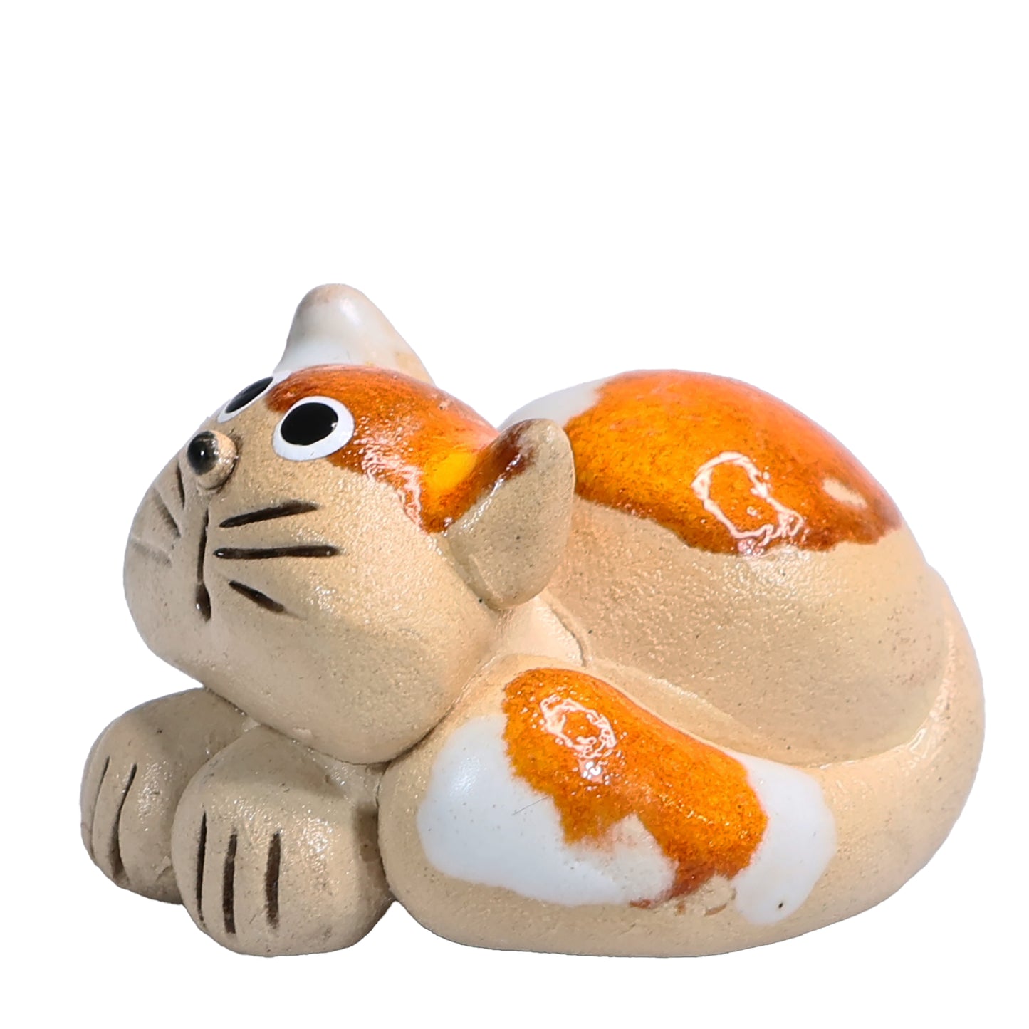 Handmade Ceramic Mini Lying Down Cat Pair
