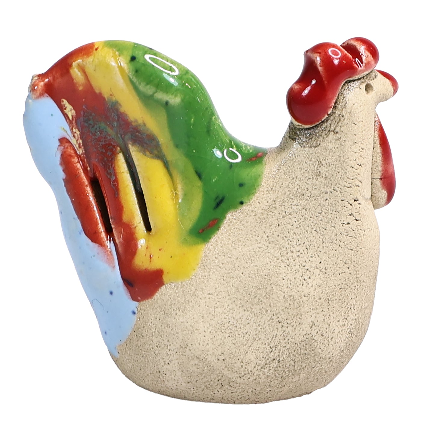 Handmade Ceramic Mini Chicken Couple, Colourful and Spotty