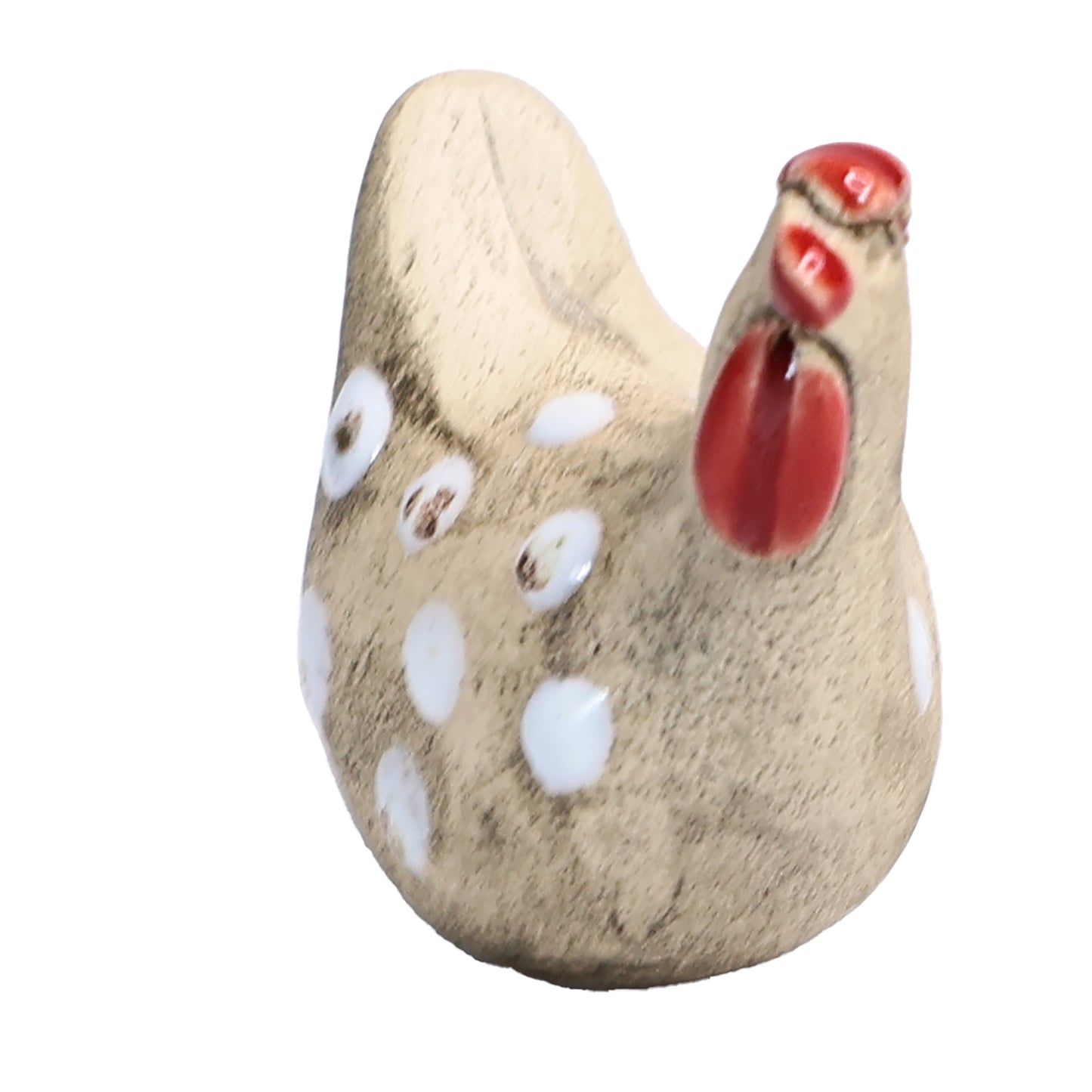 Handmade Ceramic Mini Chicken Couple, Colourful and Spotty