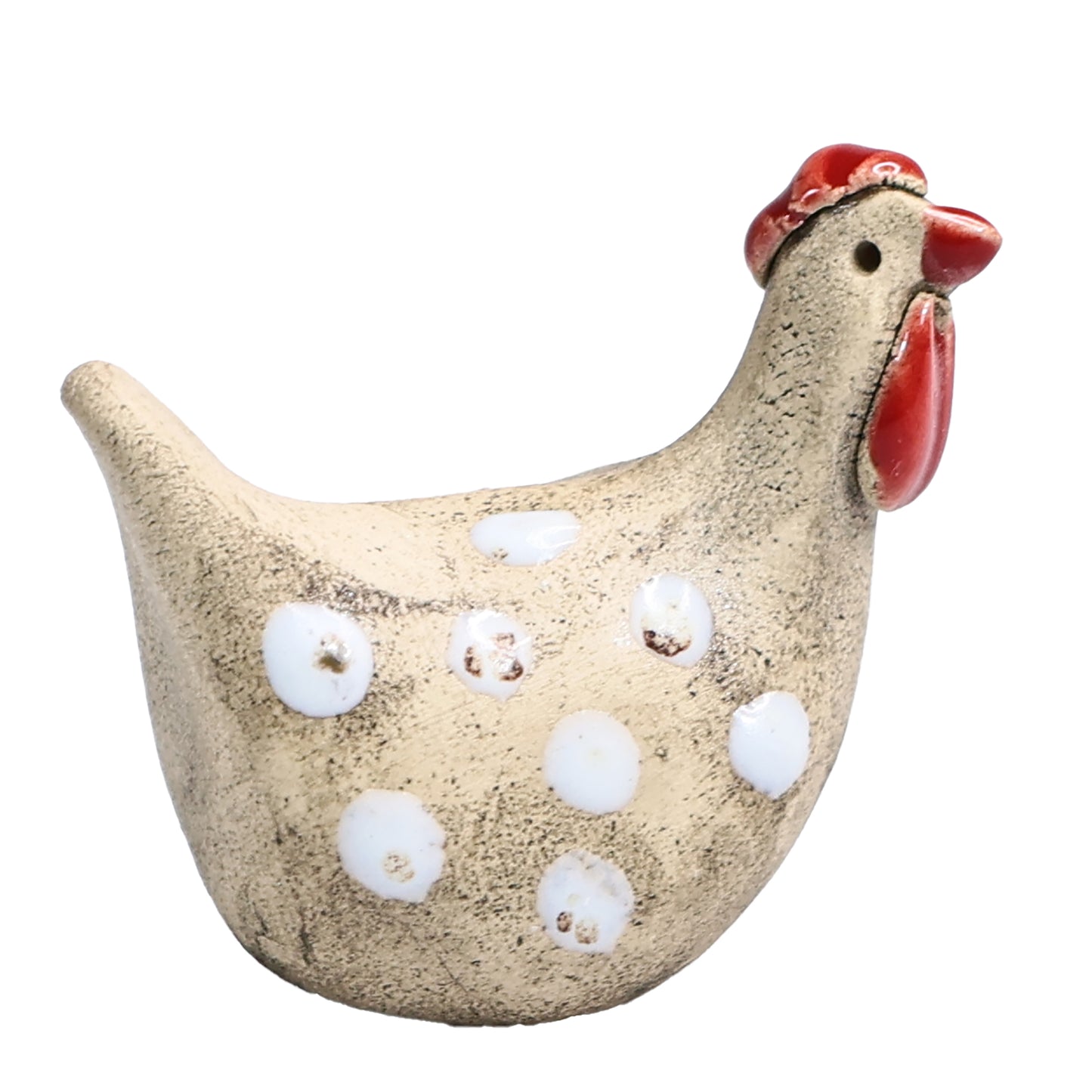 Handmade Ceramic Mini Chicken Couple, Colourful and Spotty