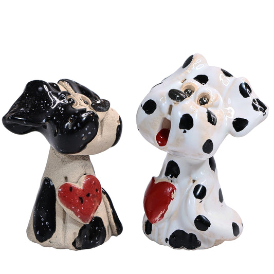 Handmade Ceramic Dog Couple with Heart