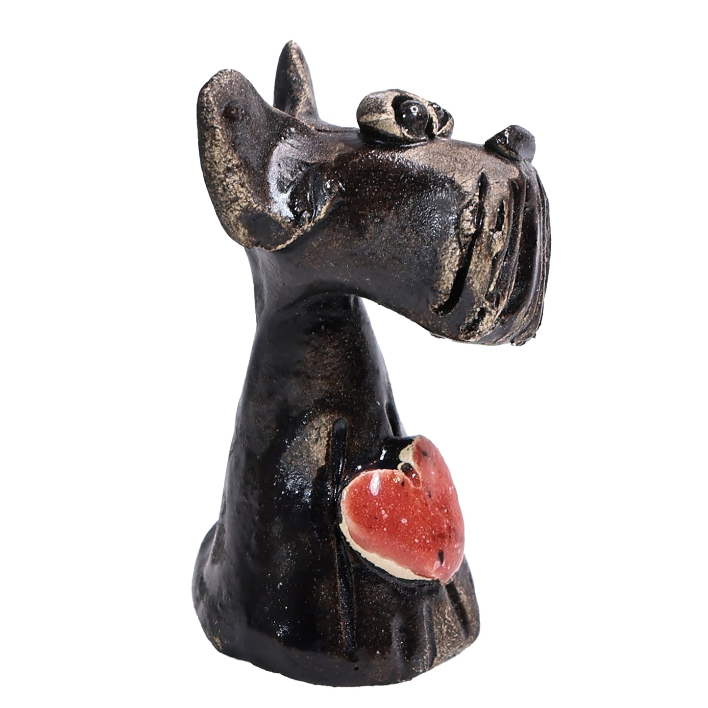 Handmade Ceramic Scottie Dog Couple with Heart