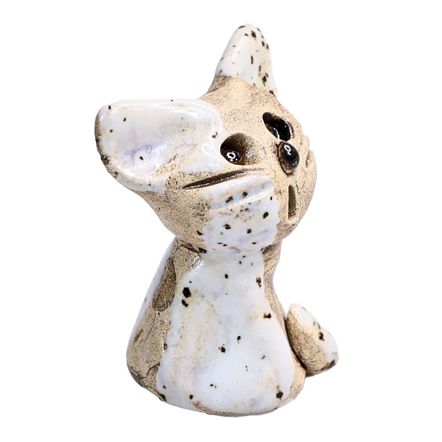 Handmade Ceramic Cat Couple, Black with Heart and White