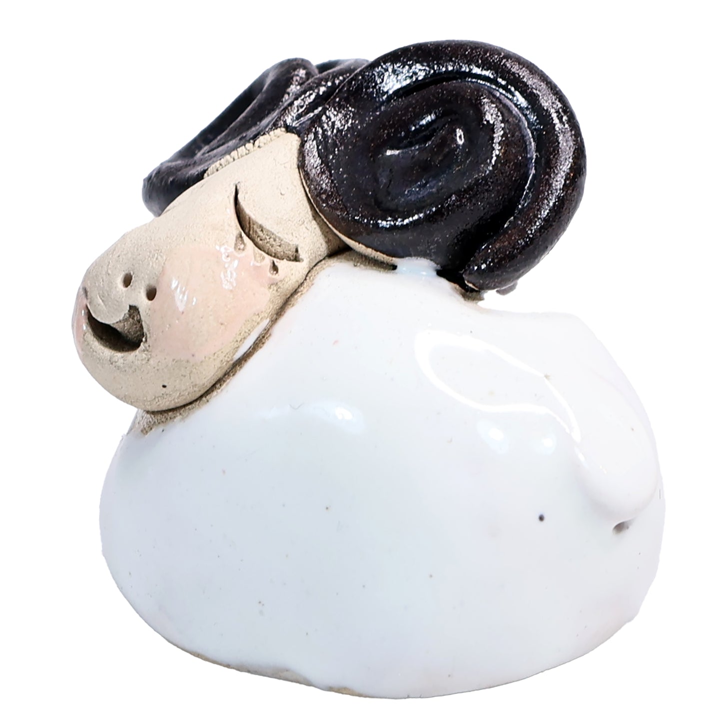 Handmade Ceramic Ram Couple in White & Turquoise