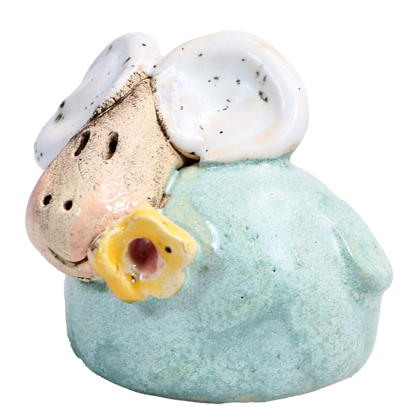 Handmade Ceramic Ram Couple in White & Turquoise