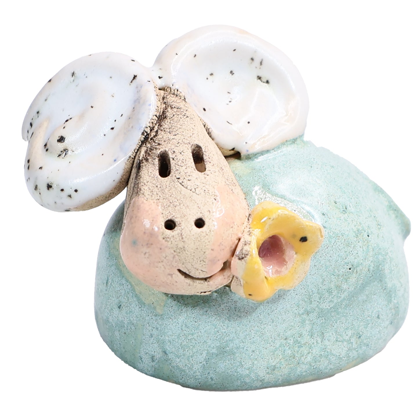 Handmade Ceramic Ram Couple in White & Turquoise