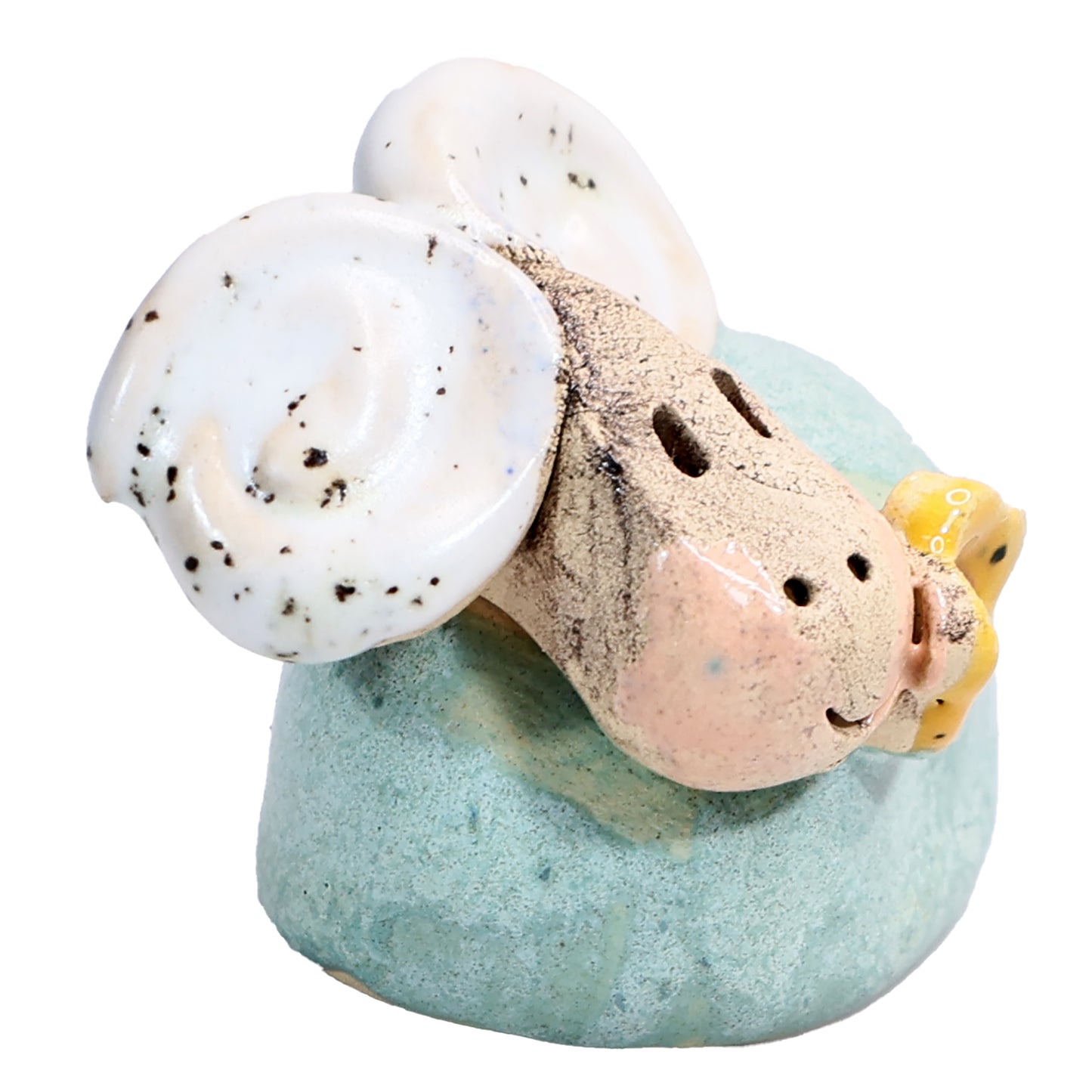 Handmade Ceramic Ram Couple in White & Turquoise