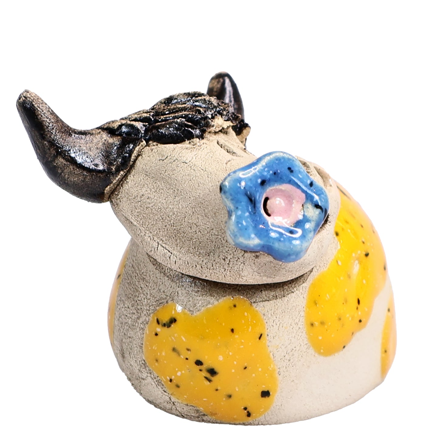 Handmade Ceramic Highland Cow Couple in Spotty Black & Spotty Yellow