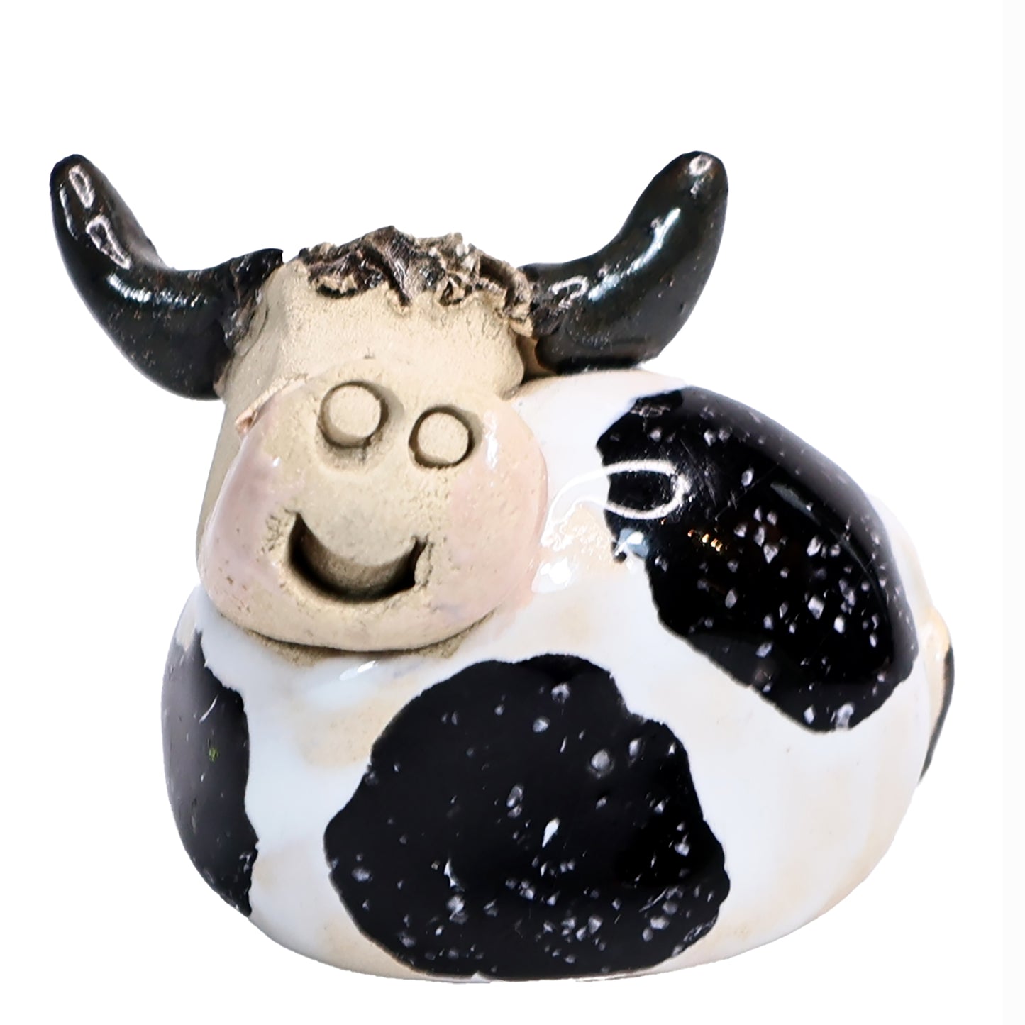 Handmade Ceramic Highland Cow Couple in Spotty Black & Spotty Yellow