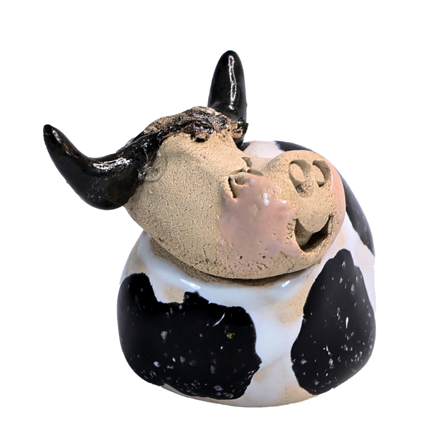Handmade Ceramic Highland Cow Couple in Spotty Black & Spotty Yellow