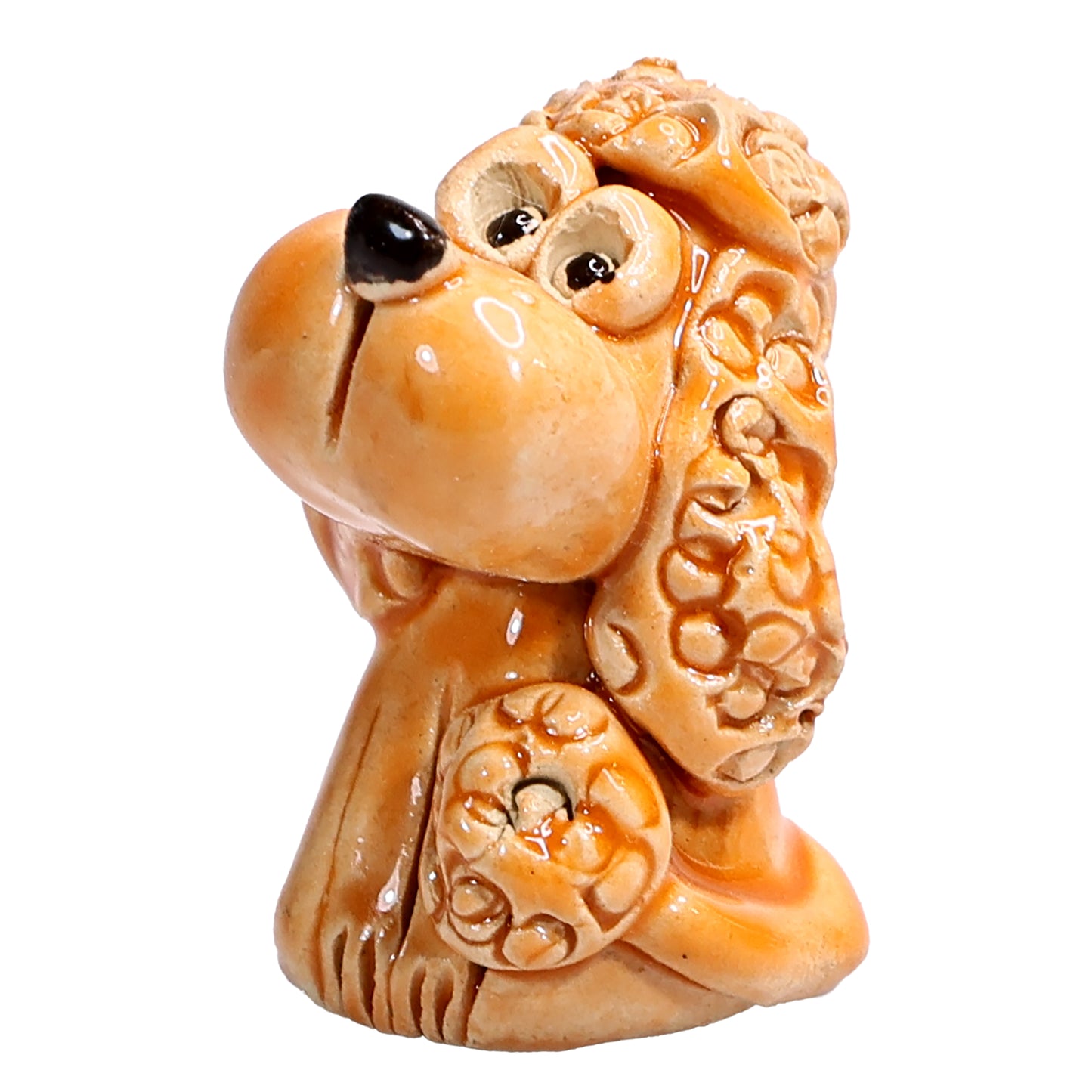 Handmade Ceramic Poodle Couple in Orange and White