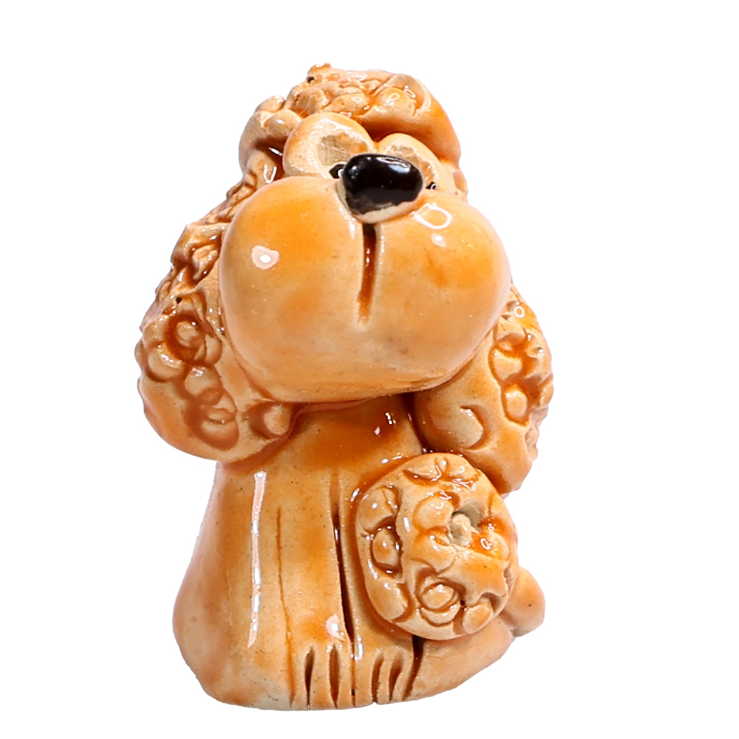 Handmade Ceramic Poodle Couple in Orange and White