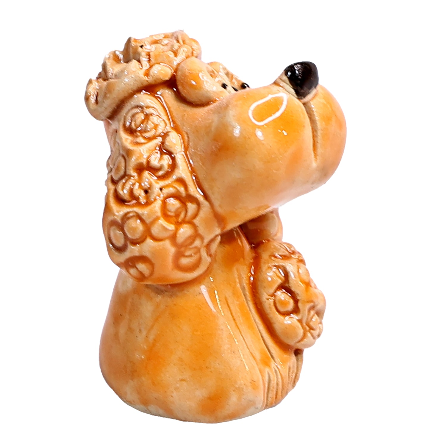Handmade Ceramic Poodle Couple in Orange and White