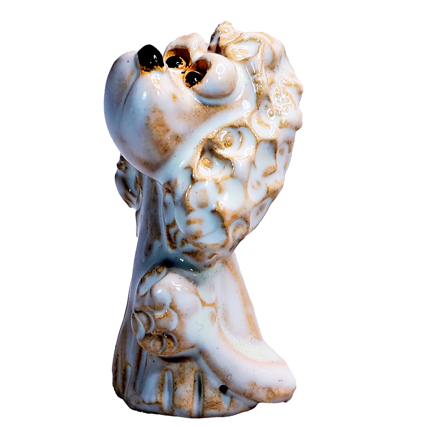 Handmade Ceramic Poodle Couple in Orange and White