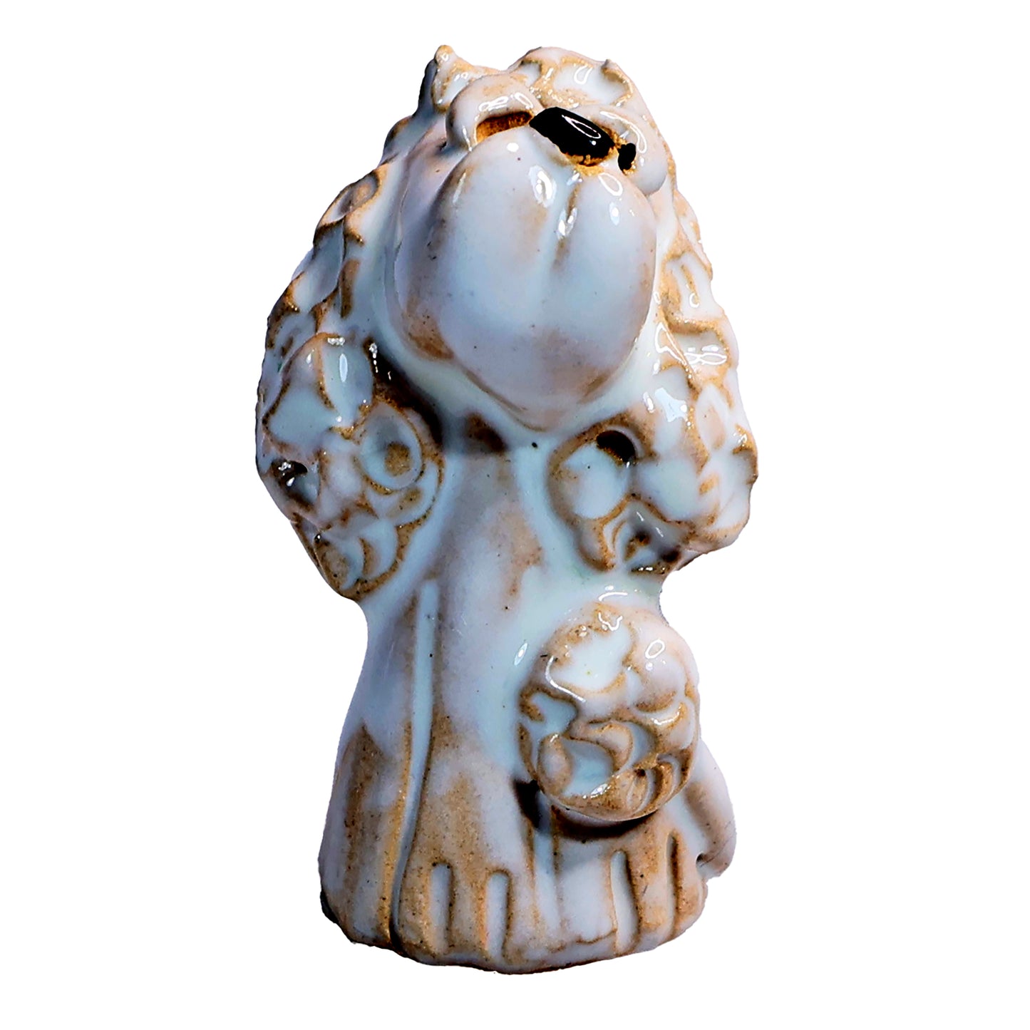 Handmade Ceramic Poodle Couple in Orange and White