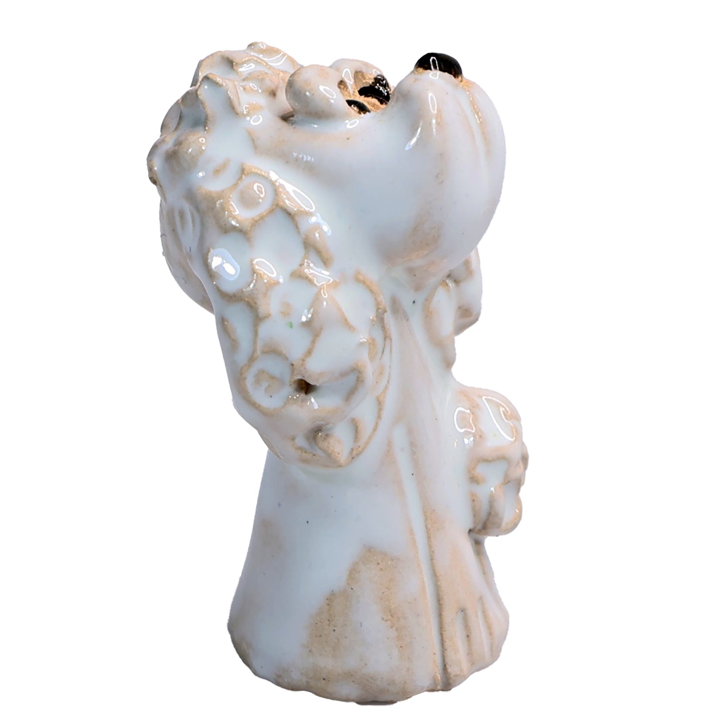 Handmade Ceramic Poodle Couple in Orange and White
