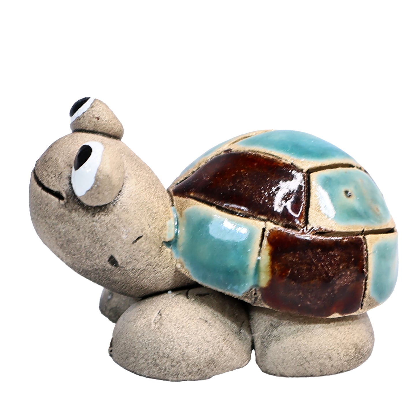Handmade Ceramic Tortoise Couple in Yellow & Blue
