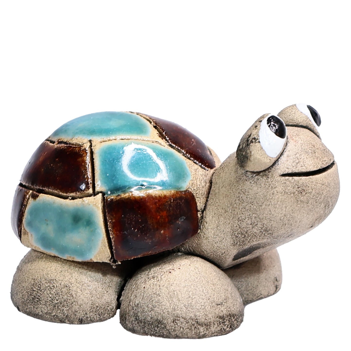 Handmade Ceramic Tortoise Couple in Yellow & Blue