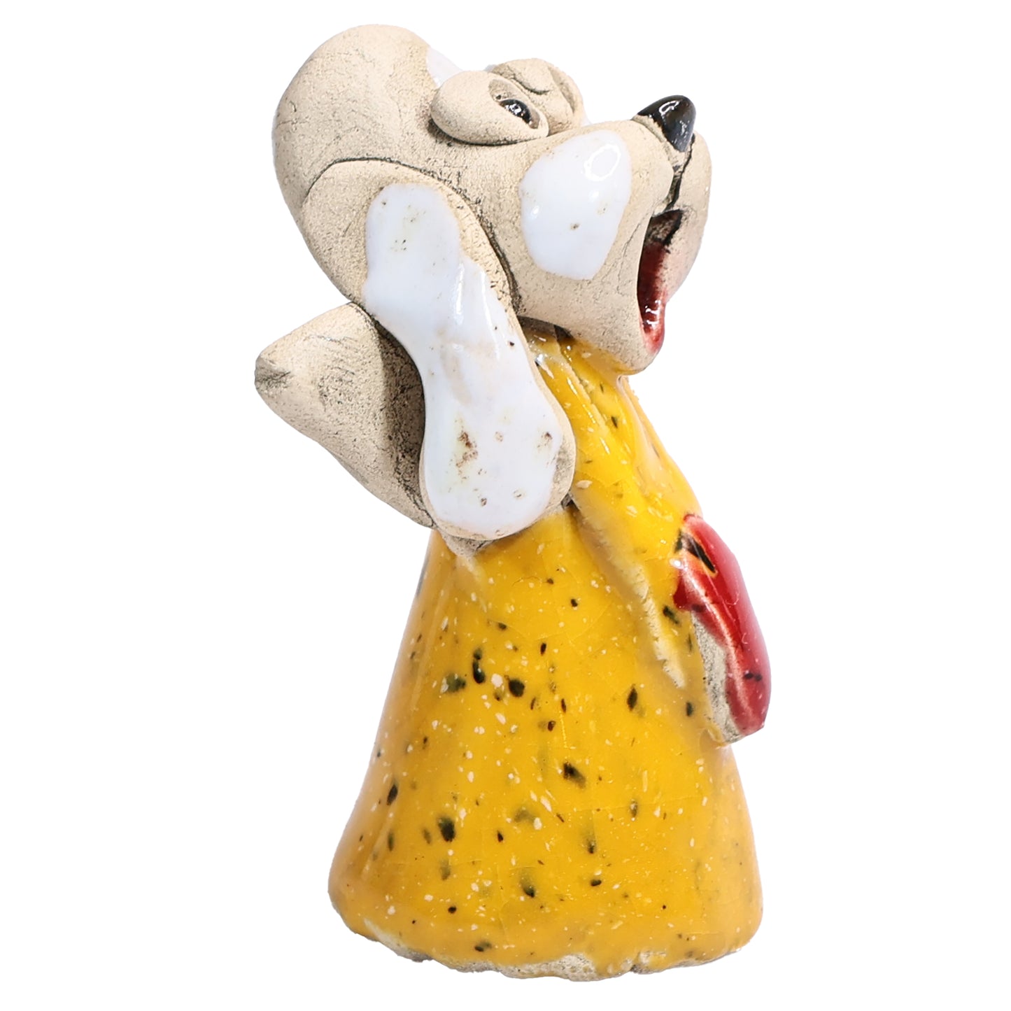 Handmade Ceramic Angel Dog Couple in Red & Yellow with Hearts