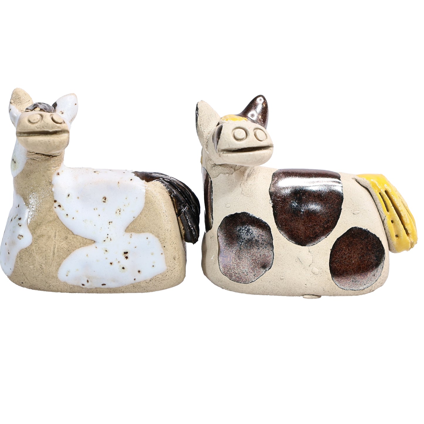 Handmade Ceramic Horse Couple in Spotty Black & White