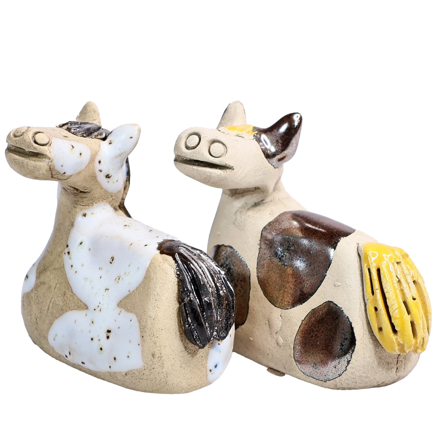 Handmade Ceramic Horse Couple in Spotty Black & White