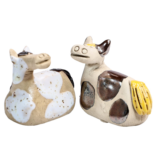 Handmade Ceramic Horse Couple in Spotty Black & White
