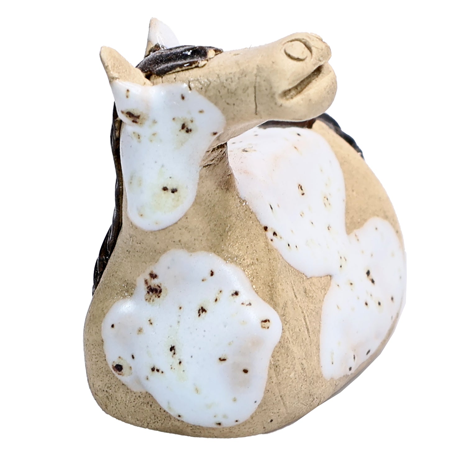 Handmade Ceramic Horse Couple in Spotty Black & White