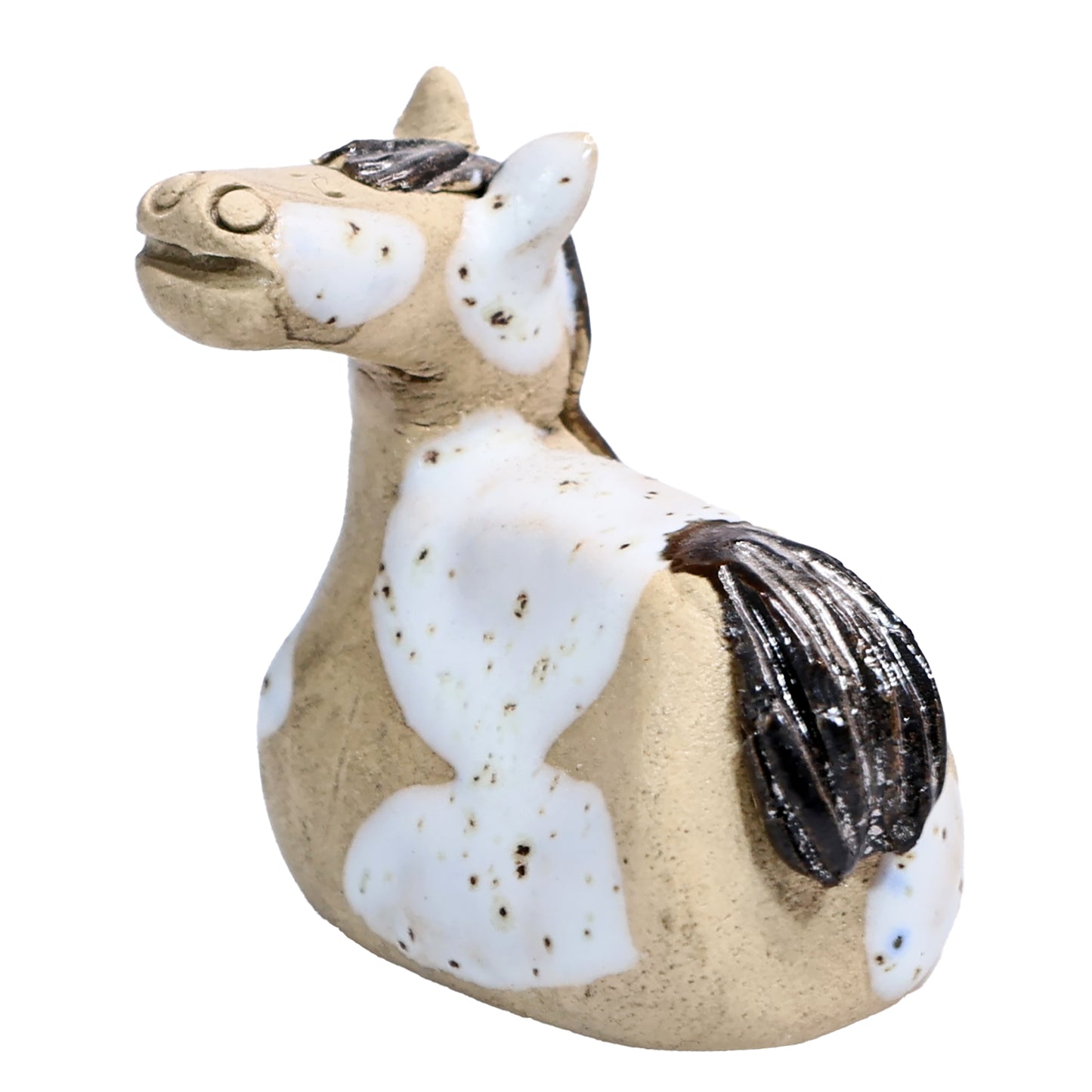 Handmade Ceramic Horse Couple in Spotty Black & White