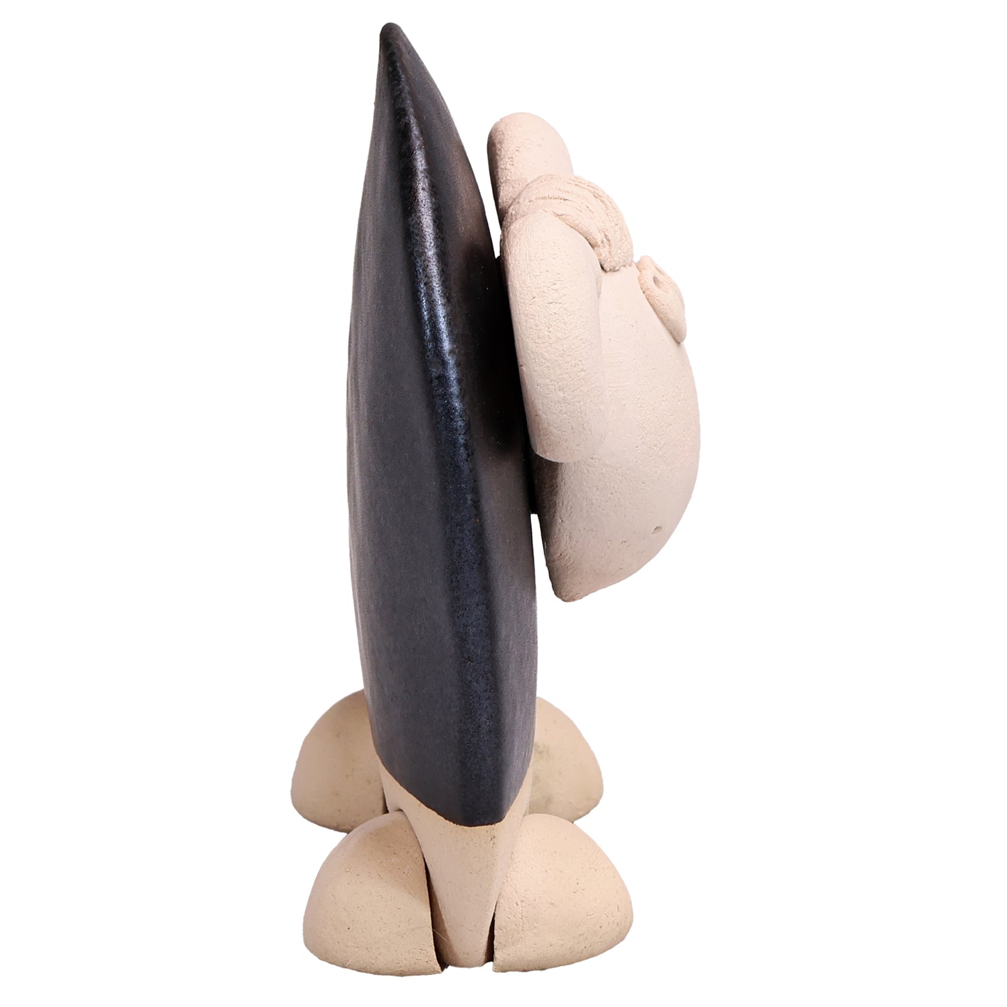Handmade Ceramic Ram Figurine in Black, Navy Blue, Terracotta Orange