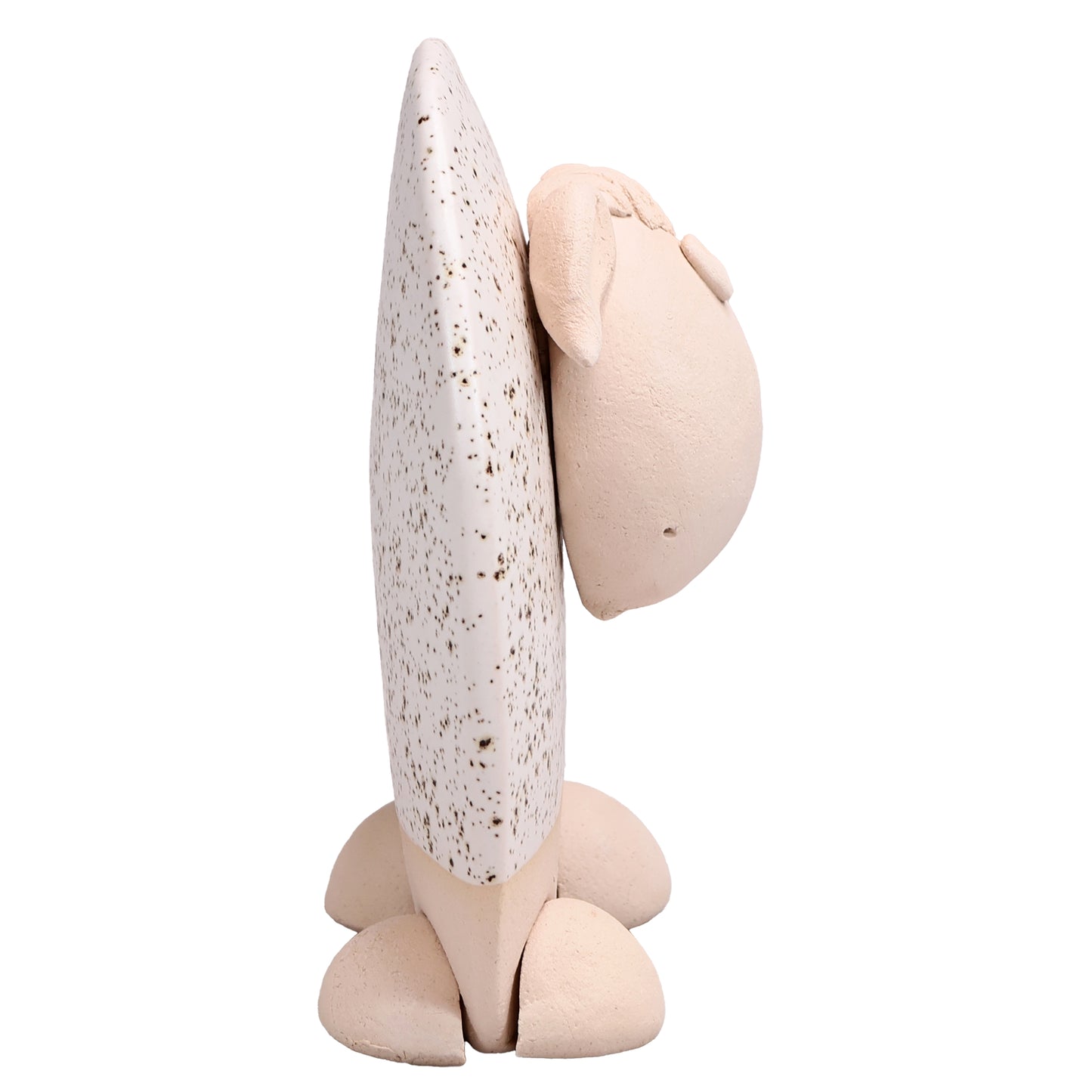 Handmade Ceramic Flat Sheep Figurine in Black, Pink, White Daisy Accent