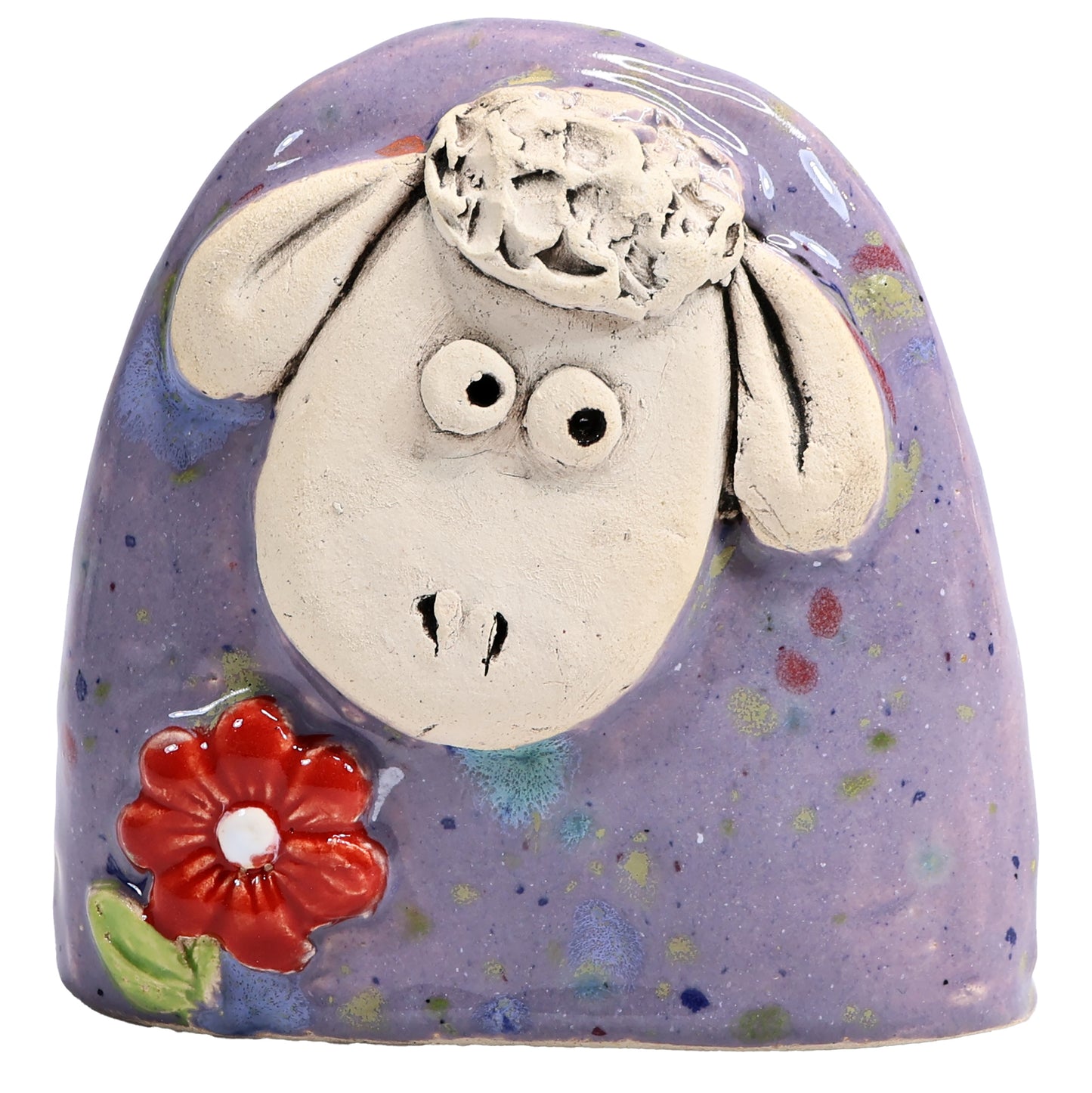 Charming Character of Handmade Ceramic Sheep with Flower