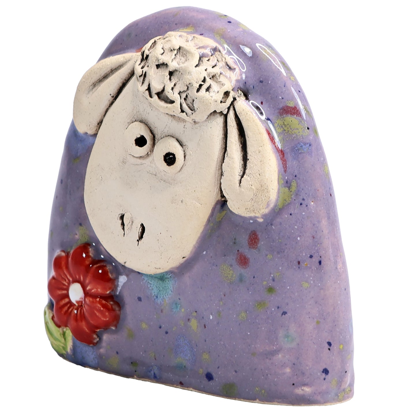 Charming Character of Handmade Ceramic Sheep with Flower