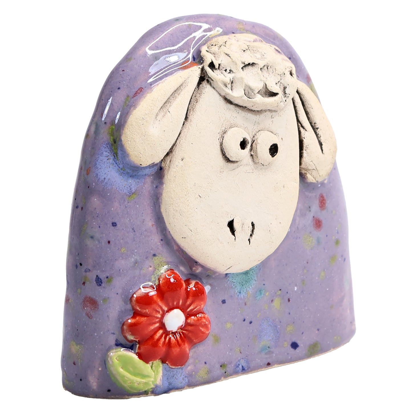 Charming Character of Handmade Ceramic Sheep with Flower