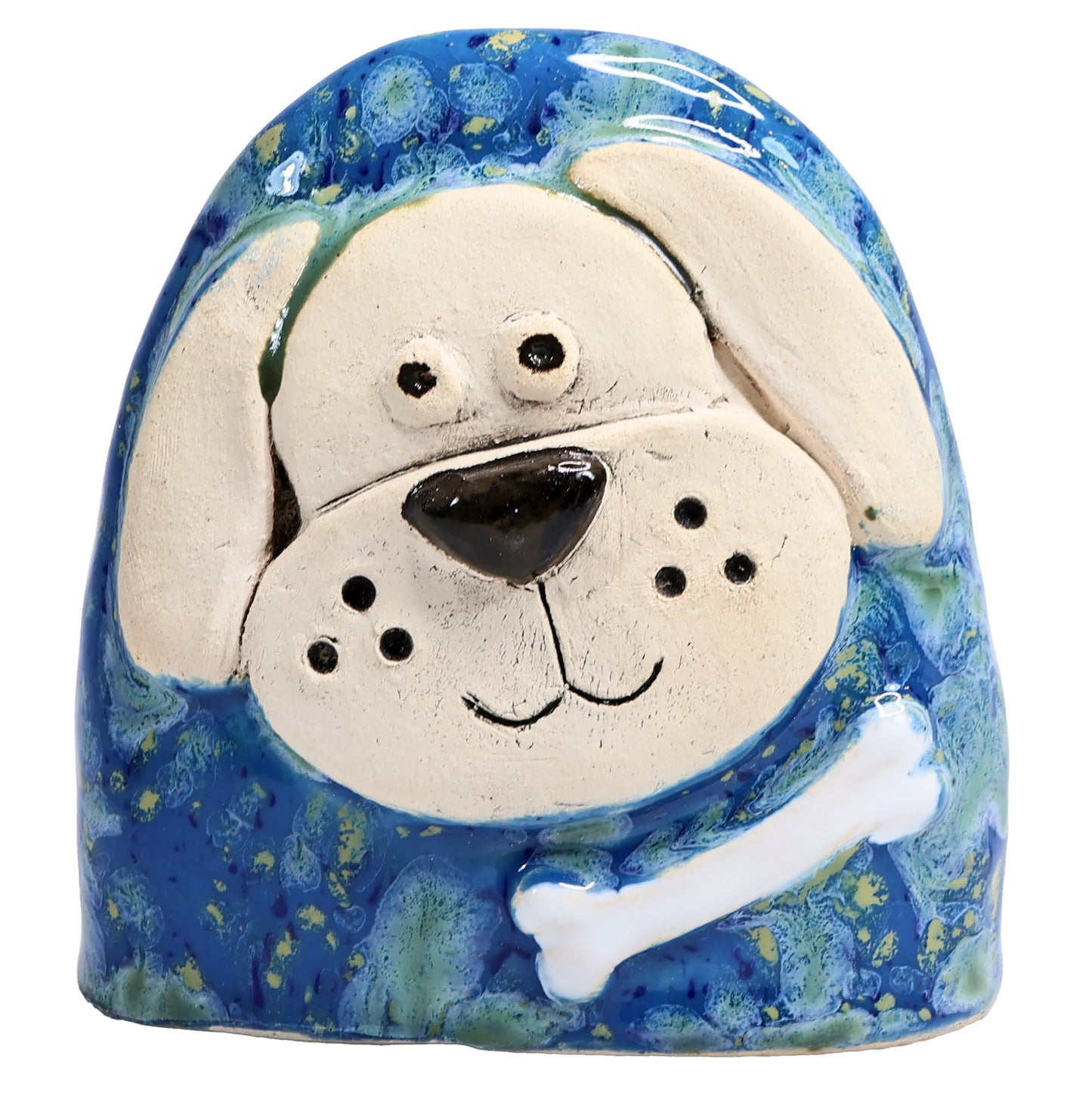 Charming Character of Handmade Ceramic Dog with Bone