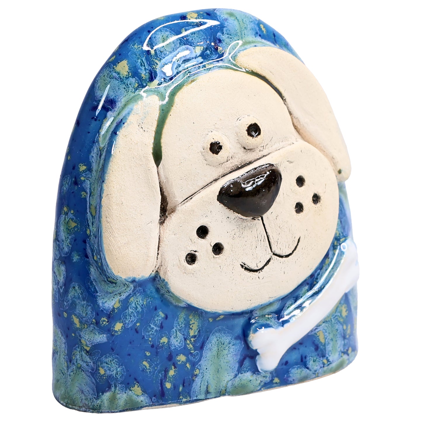 Charming Character of Handmade Ceramic Dog with Bone