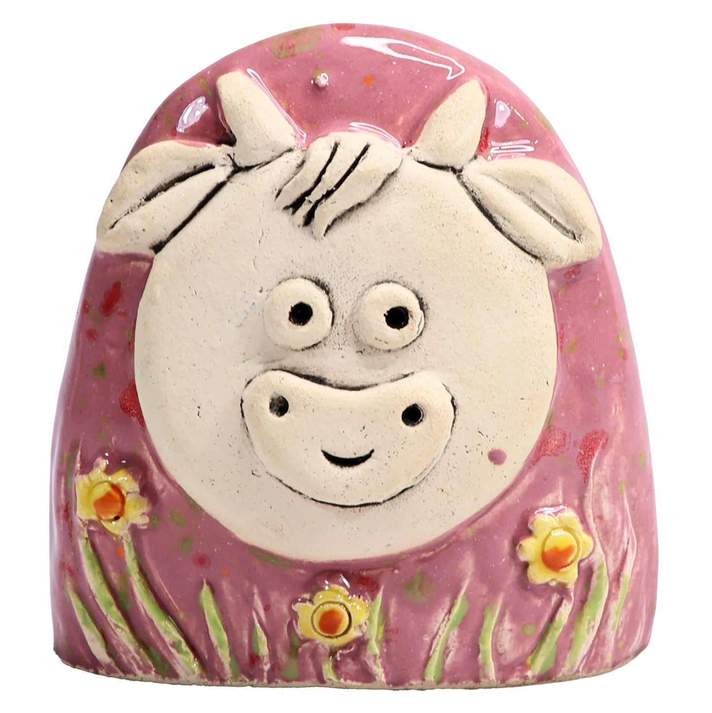 Charming Character of Handmade Highland Cow with Flowers