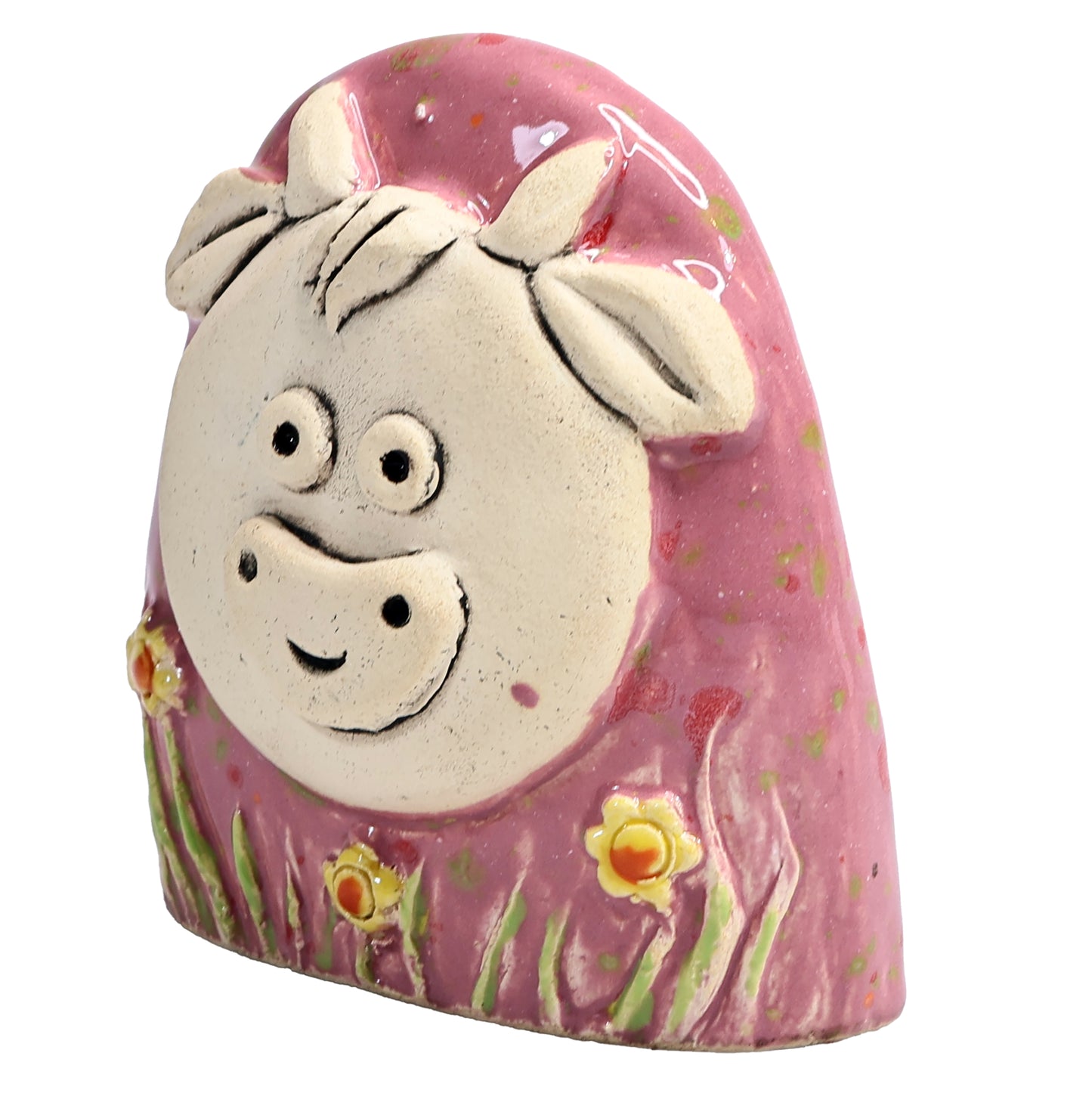 Charming Character of Handmade Highland Cow with Flowers