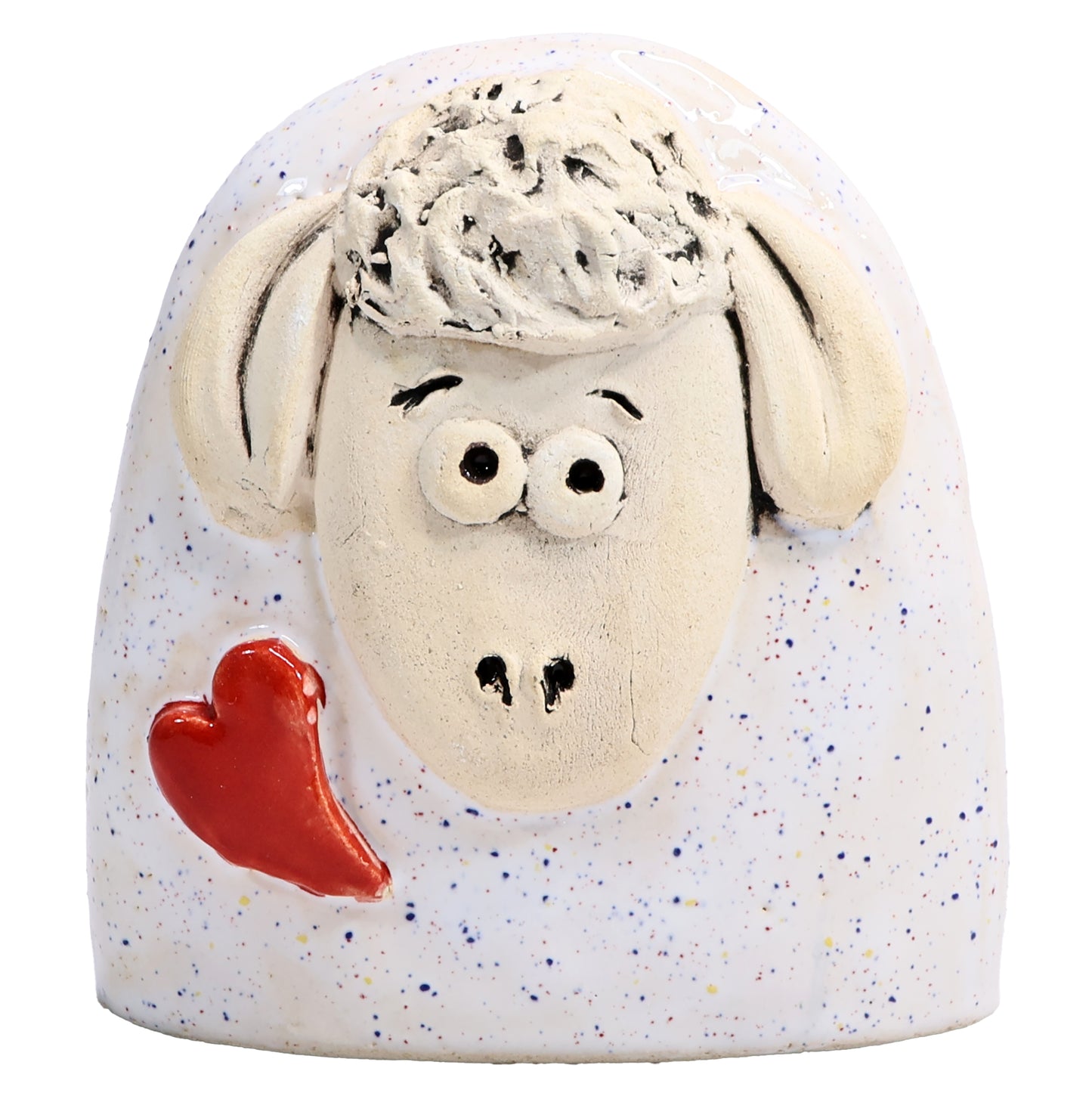 Charming Character of Handmade Ceramic Sheep with Love Heart