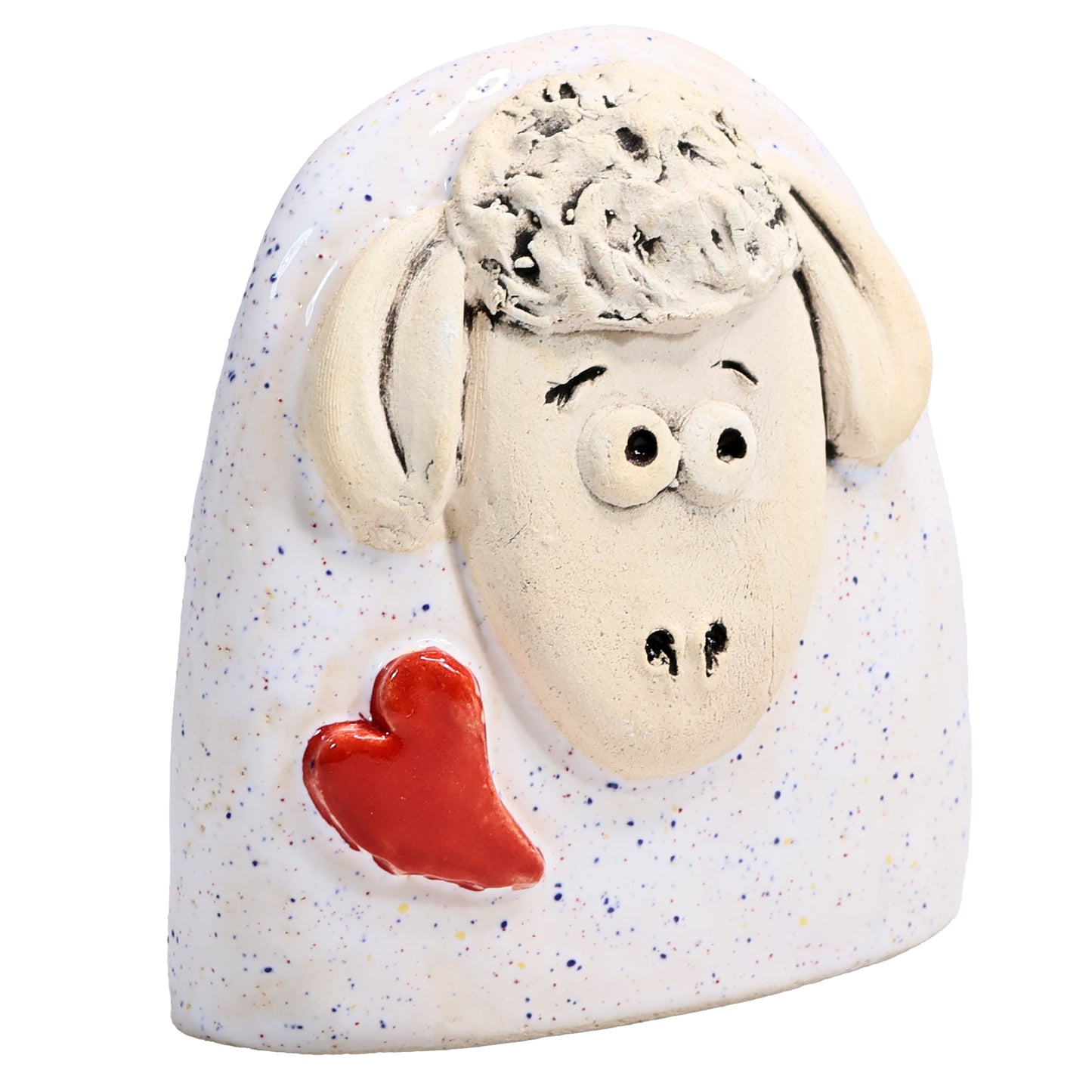 Charming Character of Handmade Ceramic Sheep with Love Heart