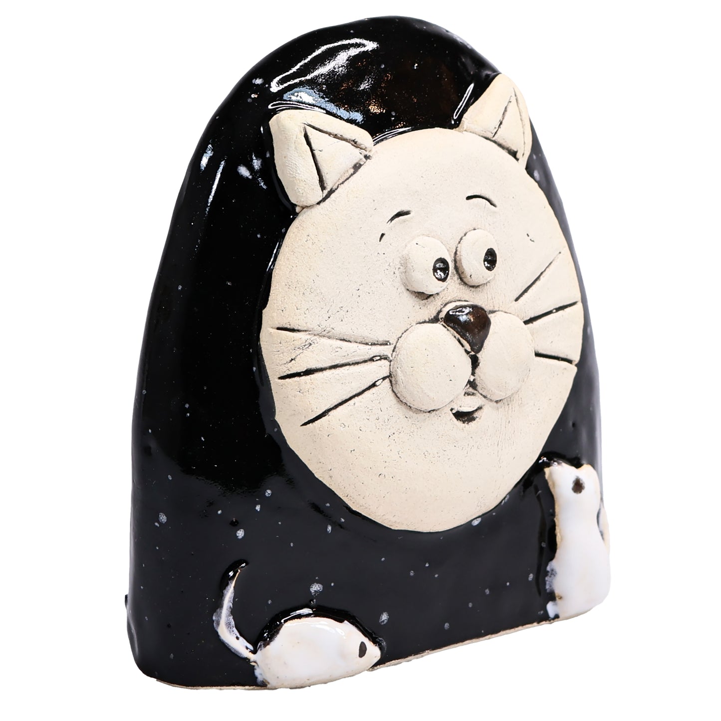 Charming Character of Handmade Ceramic Cat with Mice