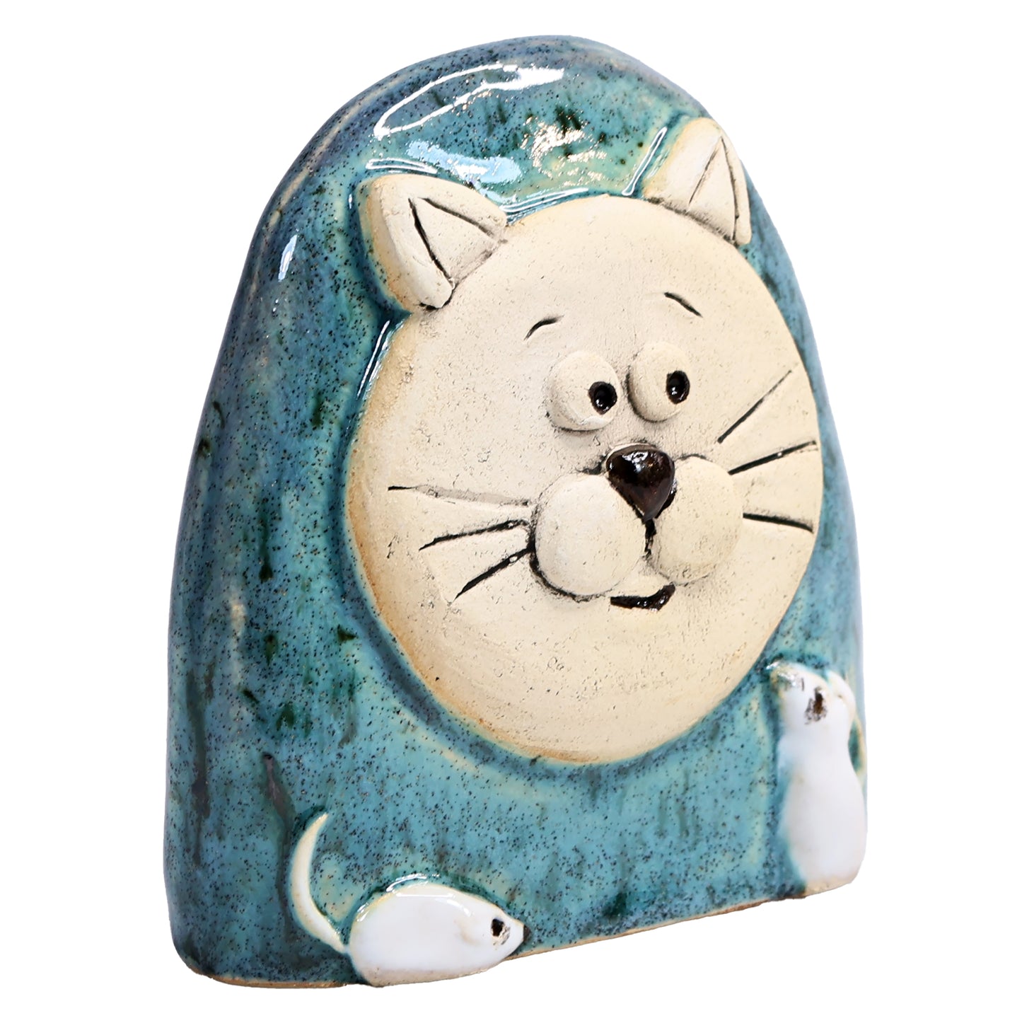 Charming Character of Handmade Ceramic Cat with Mice