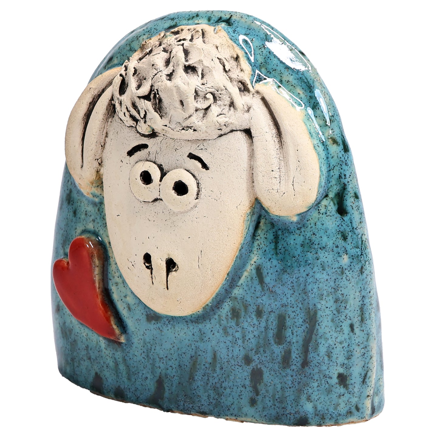 Charming Character of Handmade Ceramic Sheep with Love Heart
