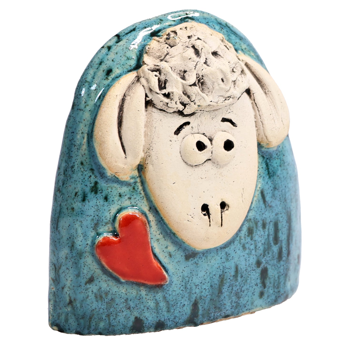 Charming Character of Handmade Ceramic Sheep with Love Heart