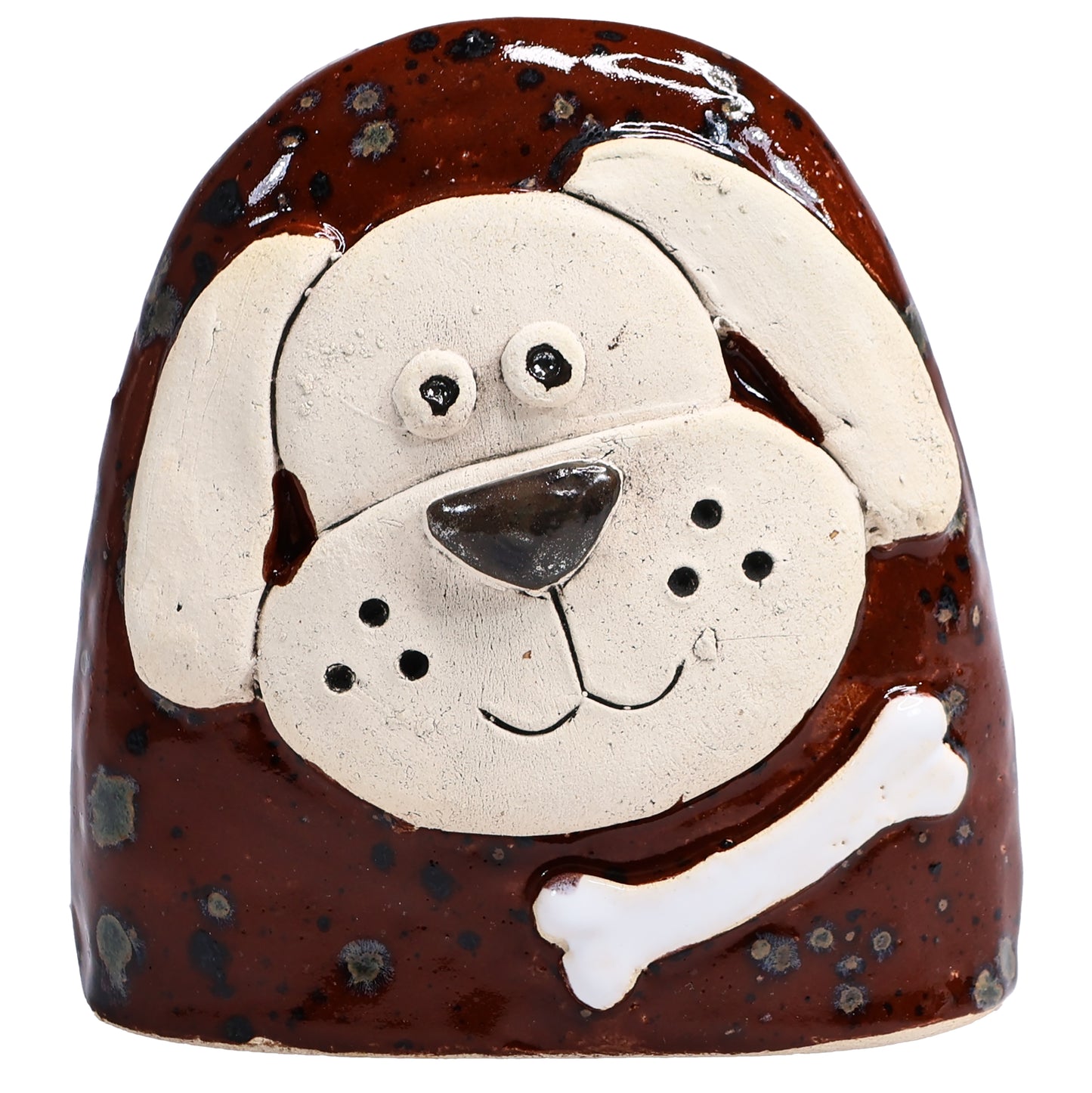 Charming Character of Handmade Ceramic Dog with Bone