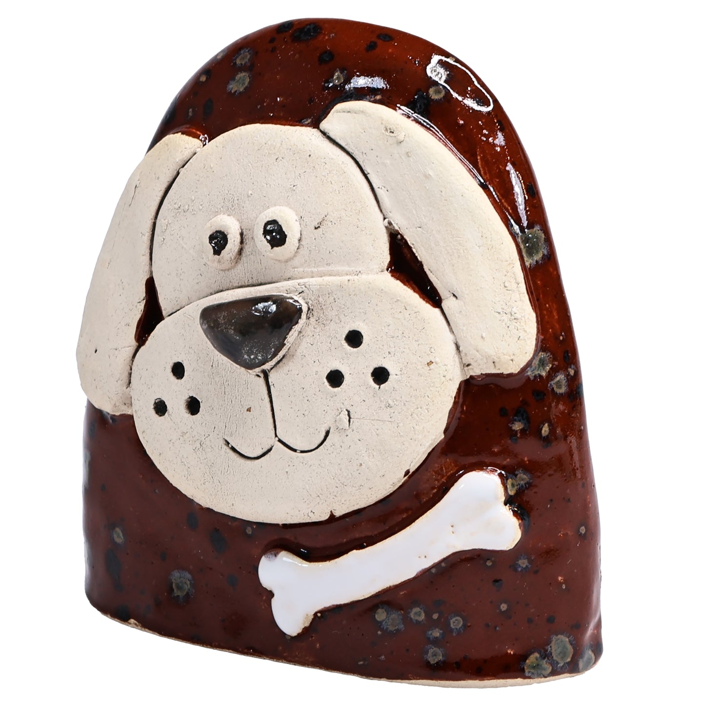 Charming Character of Handmade Ceramic Dog with Bone