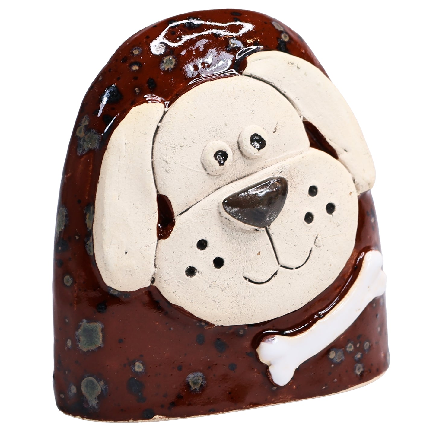 Charming Character of Handmade Ceramic Dog with Bone