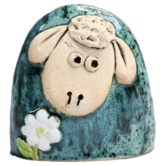 Charming Character of Handmade Ceramic Sheep with Flower