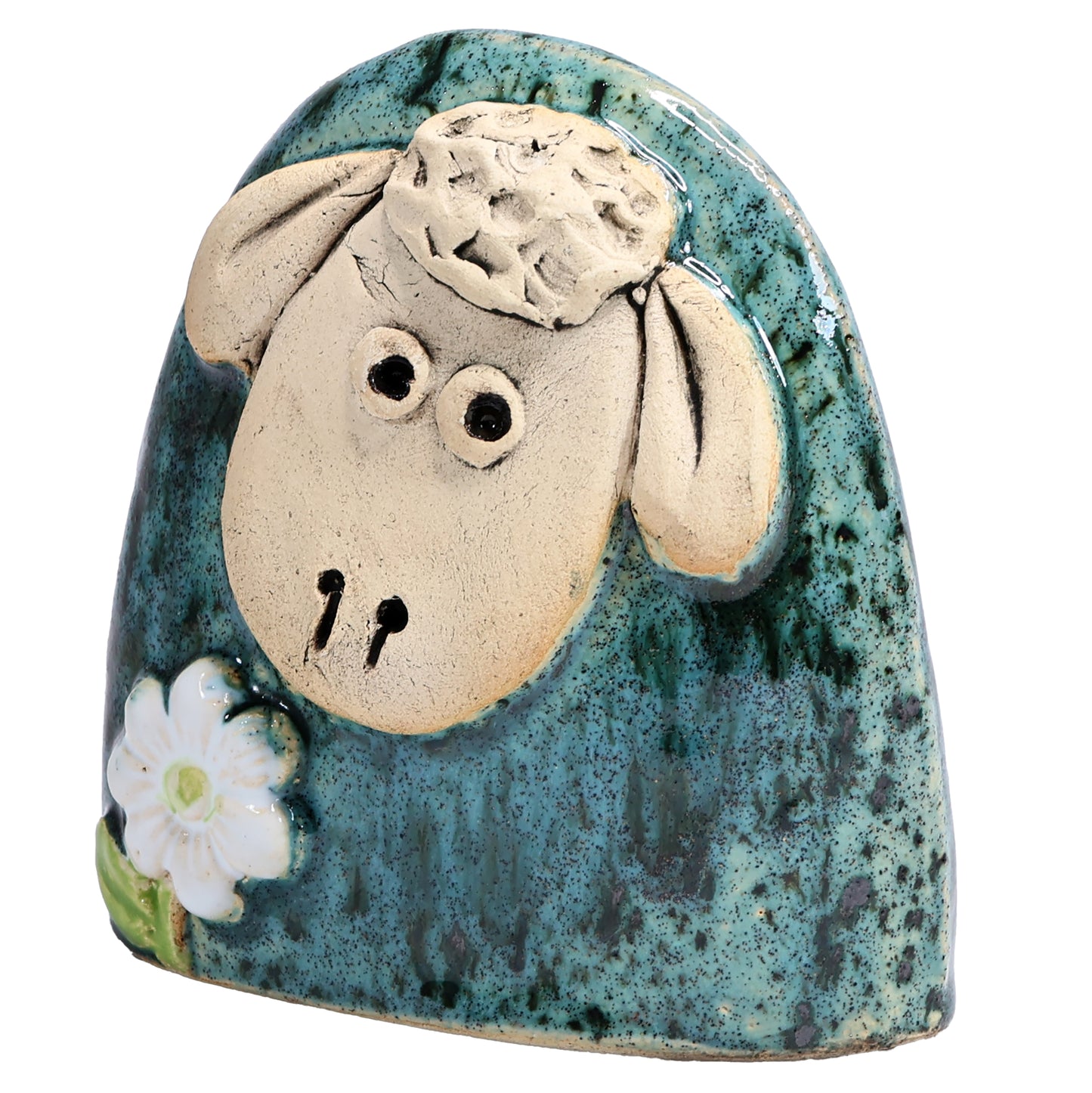 Charming Character of Handmade Ceramic Sheep with Flower