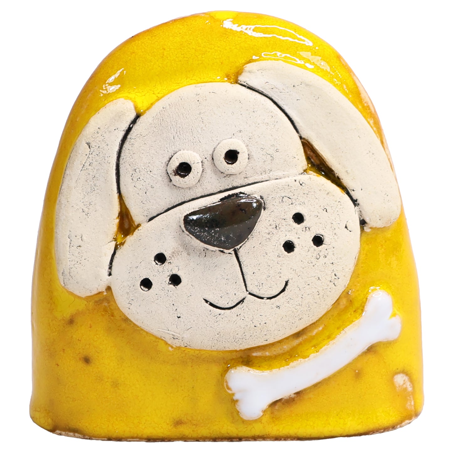 Charming Character of Handmade Ceramic Dog with Bone